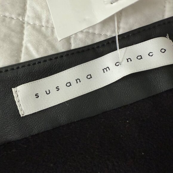 NWOT Susana Monaco One-Shoulder Ruched Faux Leather Dress Size S - Picture 4 of 8